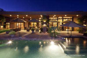 House Exterior with swimming pool - Architecture GOLN [ en.architecture.gurukul.edu.bd ]
