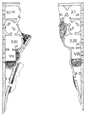 Figure 4.1  Mosaic plan of a bath building (Capitoline Museum, Rome): drawing.