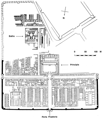 Figure 9.4  Lambaesis (Algeria), Fortress of the Third Legion Augusta: plan. (After P. Romanelli, Topografia e archeologia dell’Africa romana, Enciclopedia Classica [Turin: Società Editrice Internazionale, III,X,VII].)