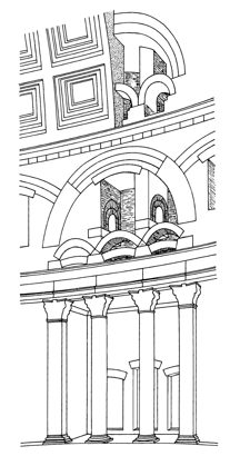 Figure 8.12  Rome, Pantheon: cutaway drawing to show the structure of the drum. (After W. L. MacDonald, The Architecture of the Roman Empire 1, plate 106.)